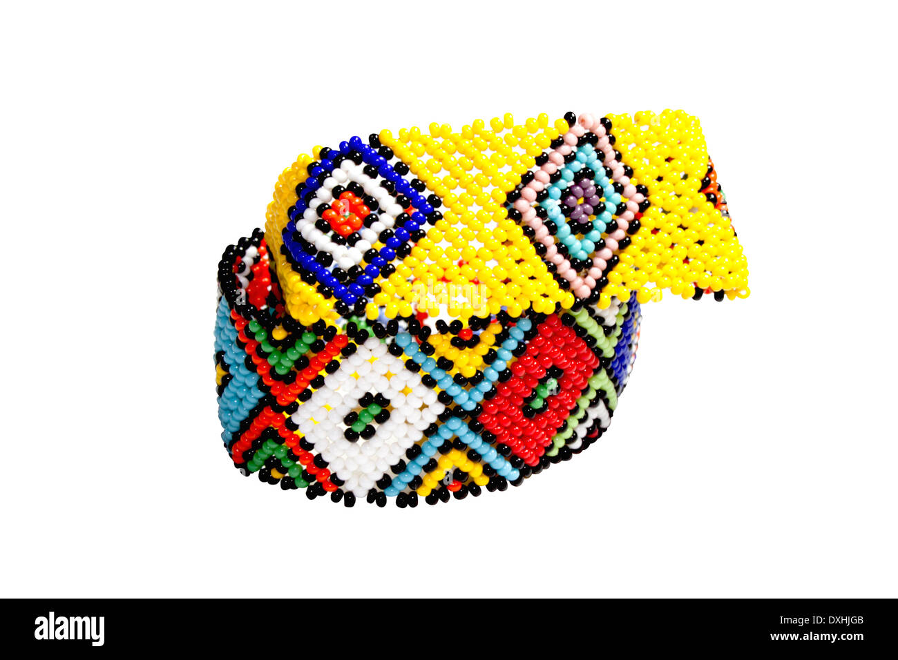 two Zulu bead work bracelets in bright colors Stock Photo