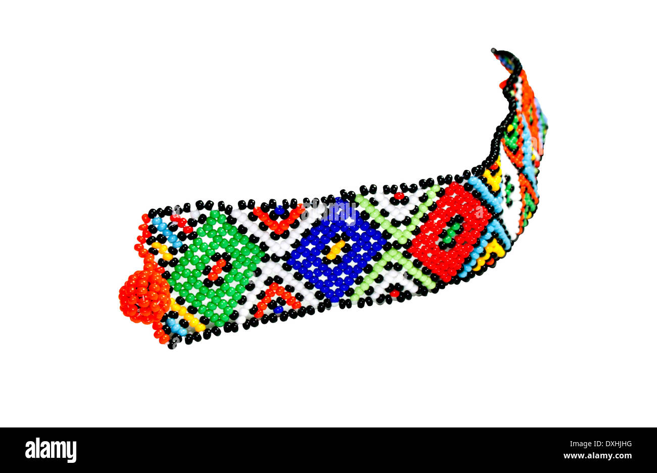 single Zulu beaded bracelet in bright colors Stock Photo