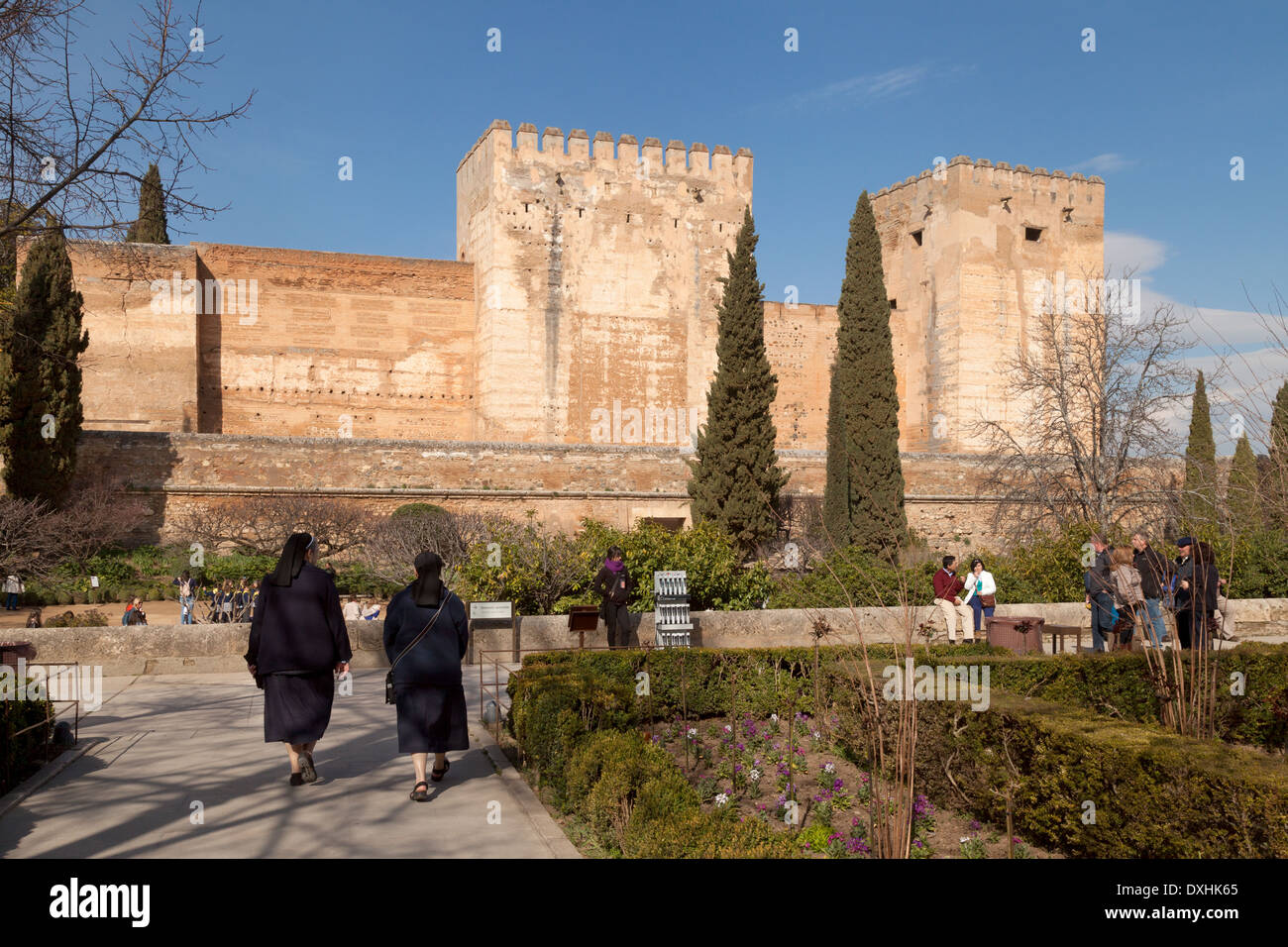The Alcazaba, Alhambra Palace, Granada, Andalusia, Spain, Europe Stock Photo