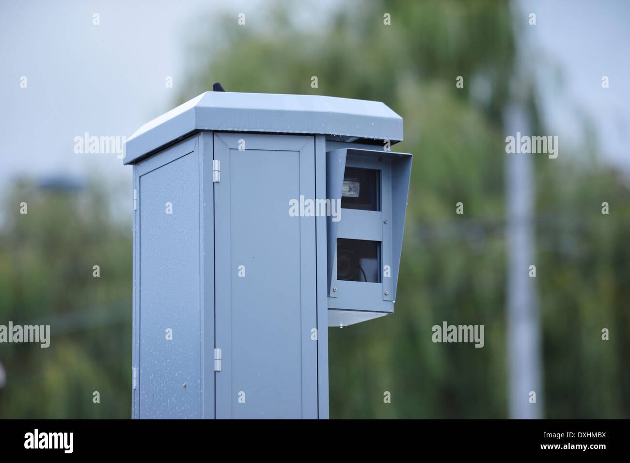 An automatic speed camera in the City of Zurich, Switzerland Stock
