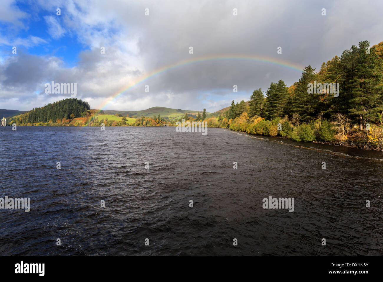 A rainbow after the rain over lake Vyrnwy Stock Photo - Alamy