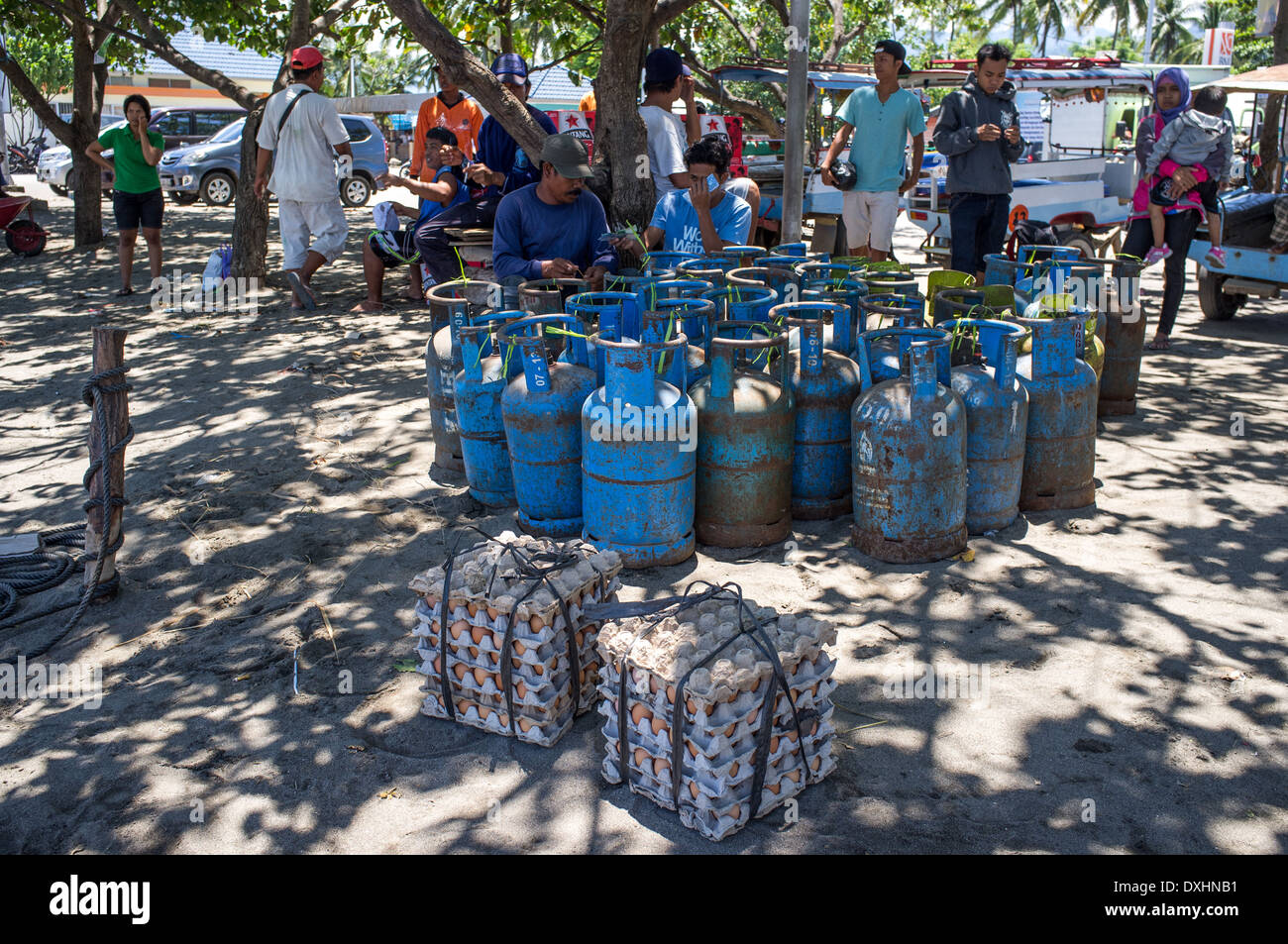 transport of water and food on the island of Gili Trawangan, Indonesia Asia Stock Photo