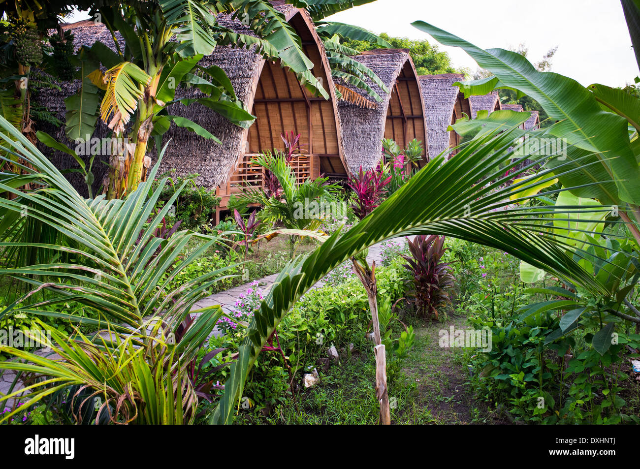 bungalows Gili Trawangan, Lombok, Indonesia, Asia Stock Photo