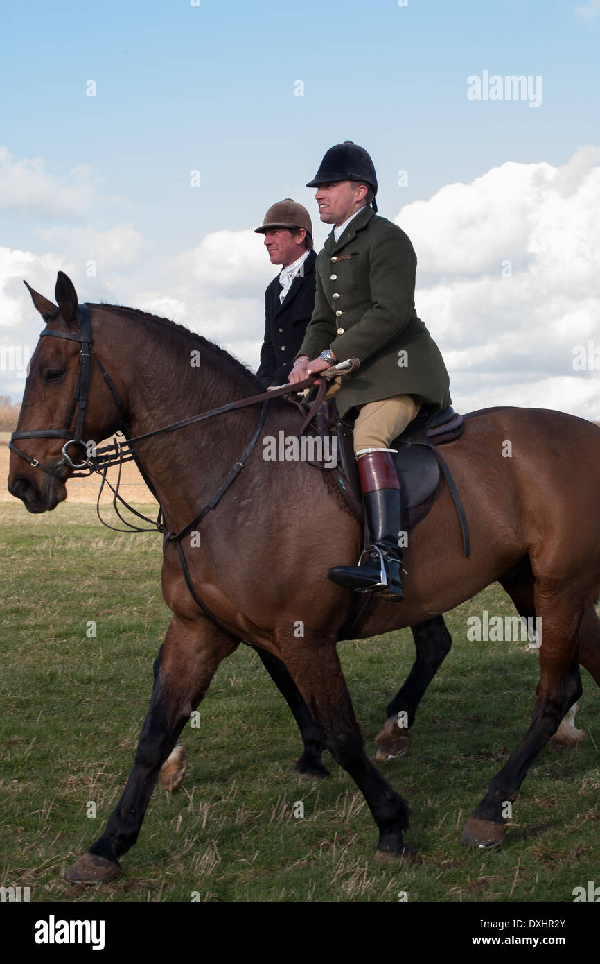Mounted stewards at the Beaufort Point-to-Point, Didmarton, Gloucestershire, England Stock Photo