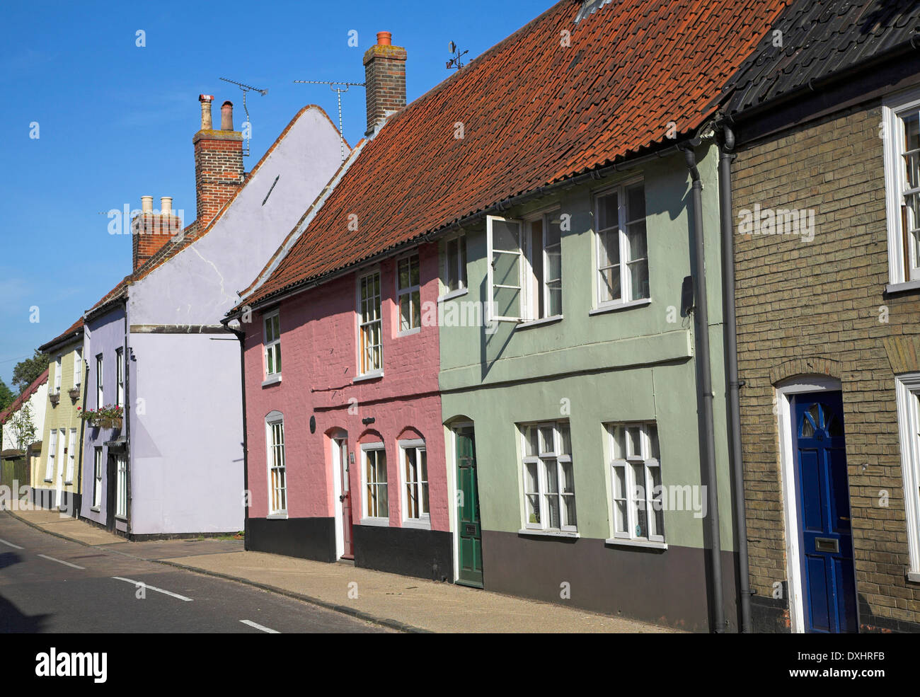 Brightly Coloured Historic Terraced Cottages Bridge Street