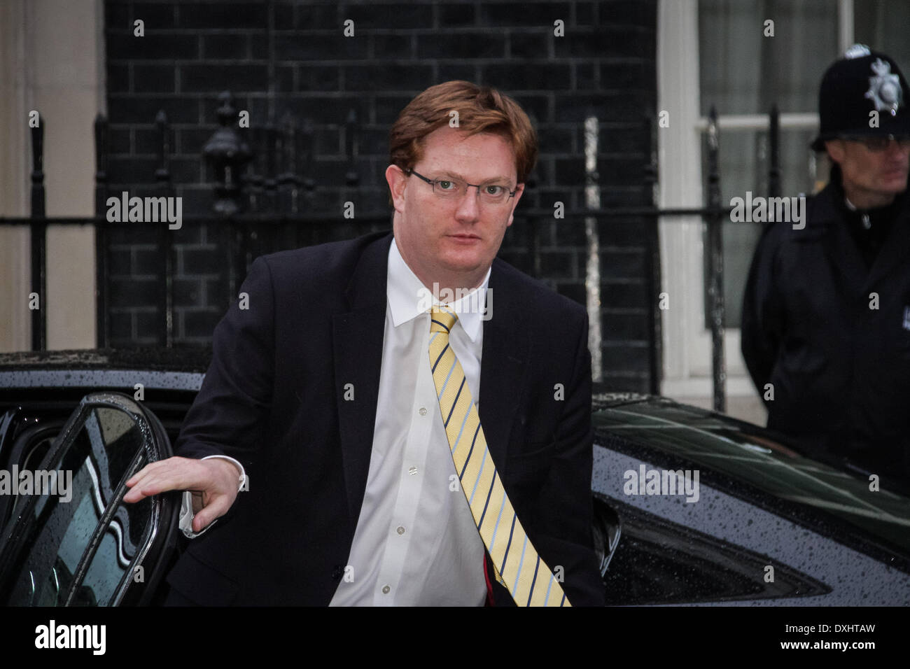 London, UK. 26th March 2014. Treasury Secretary Danny Alexander arrives ...