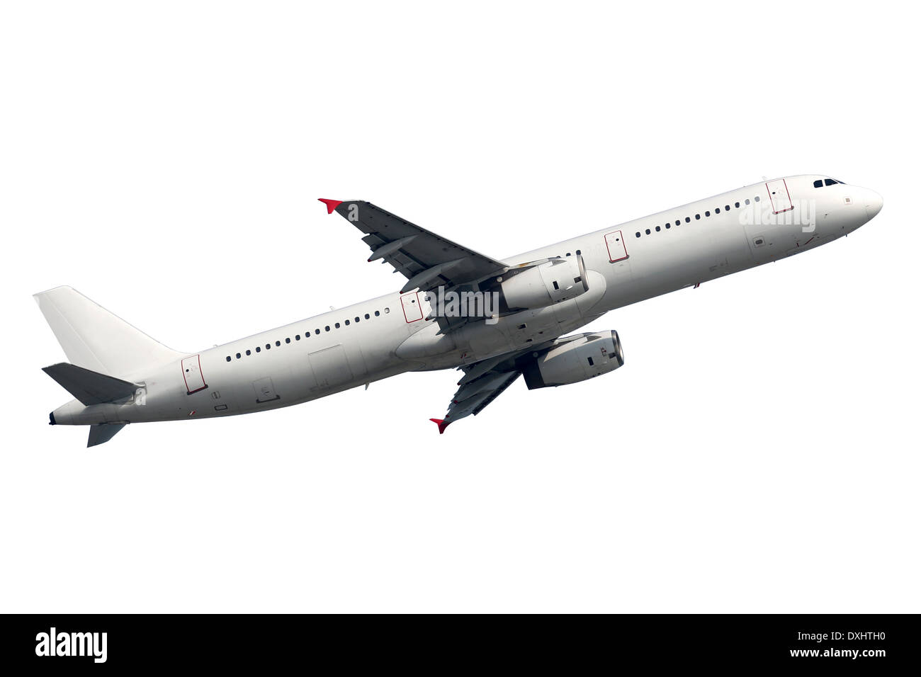 Airplane during a flight isolated on a white background Stock Photo