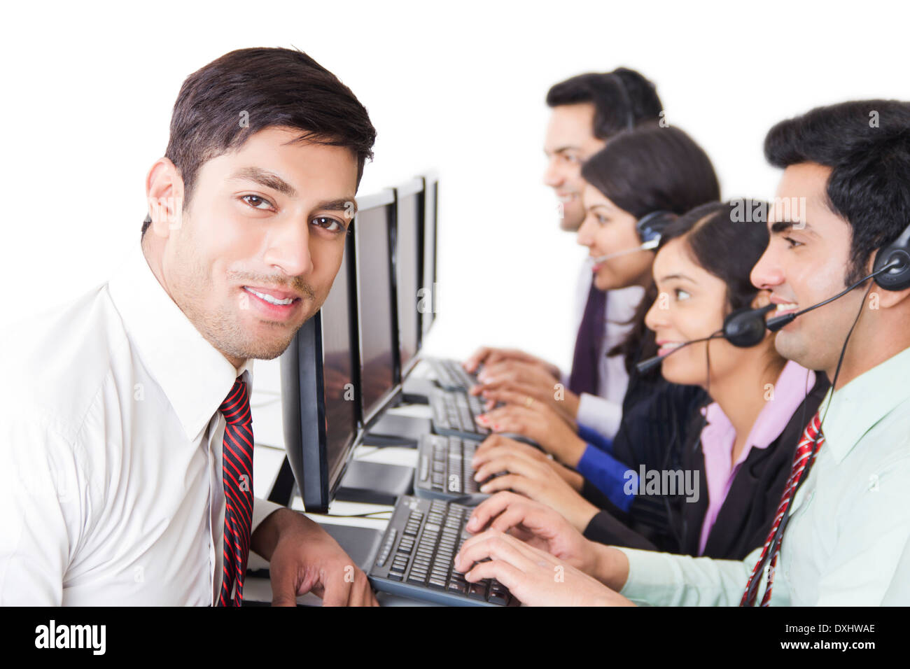 Indian Business People Working in  call centre Stock Photo