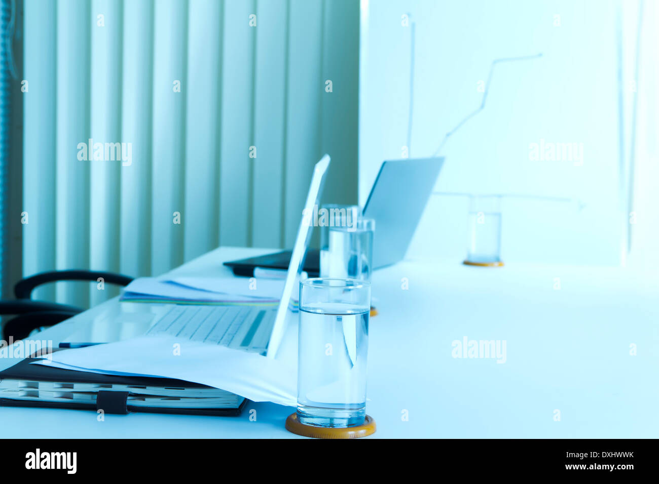 Laptop put on Table in Indian Office Stock Photo