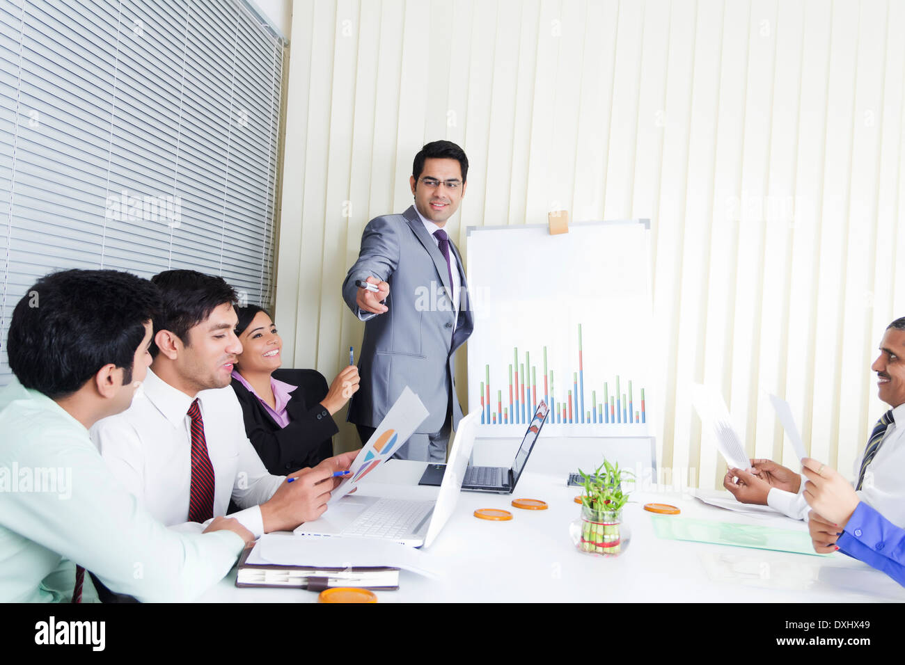 Indian Business People Meeting in Office Stock Photo
