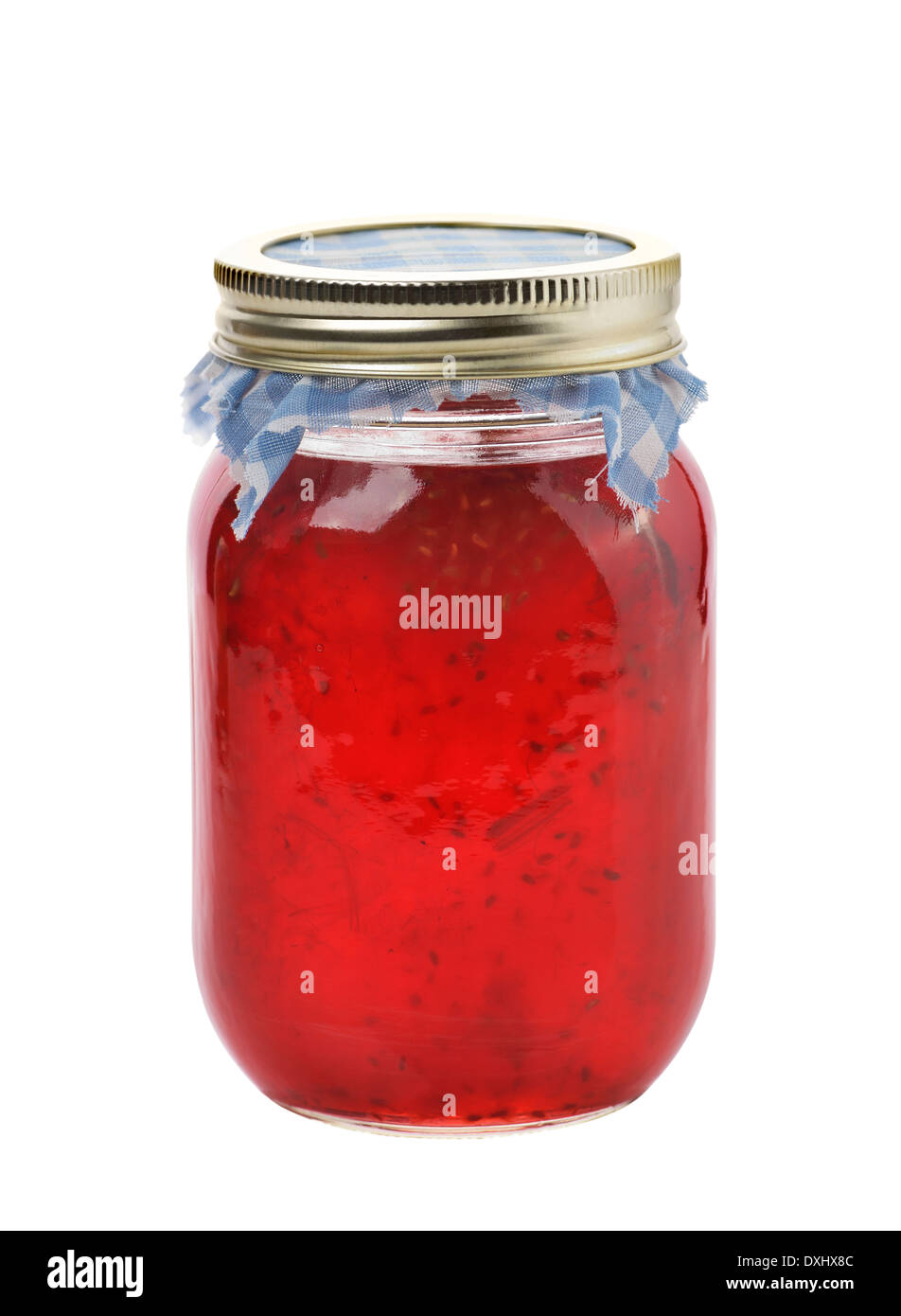 Raspberry And Rhubarb Jam Isolated On White Background Stock Photo