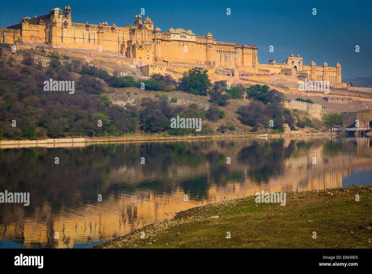 Amer Fort is located in Amer 6.8 mi from Jaipur, Rajasthan state, India Stock Photo