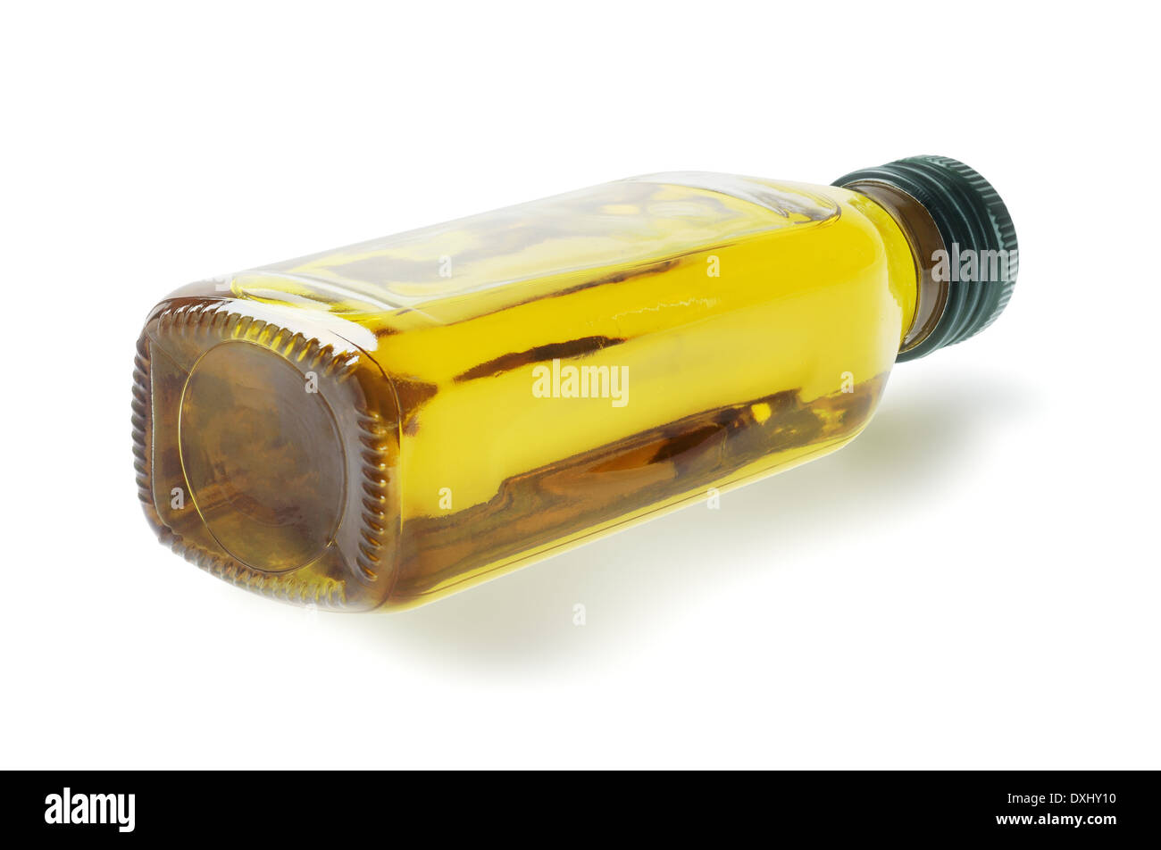 Bottle Of Olive Oil Lying On White Background Stock Photo