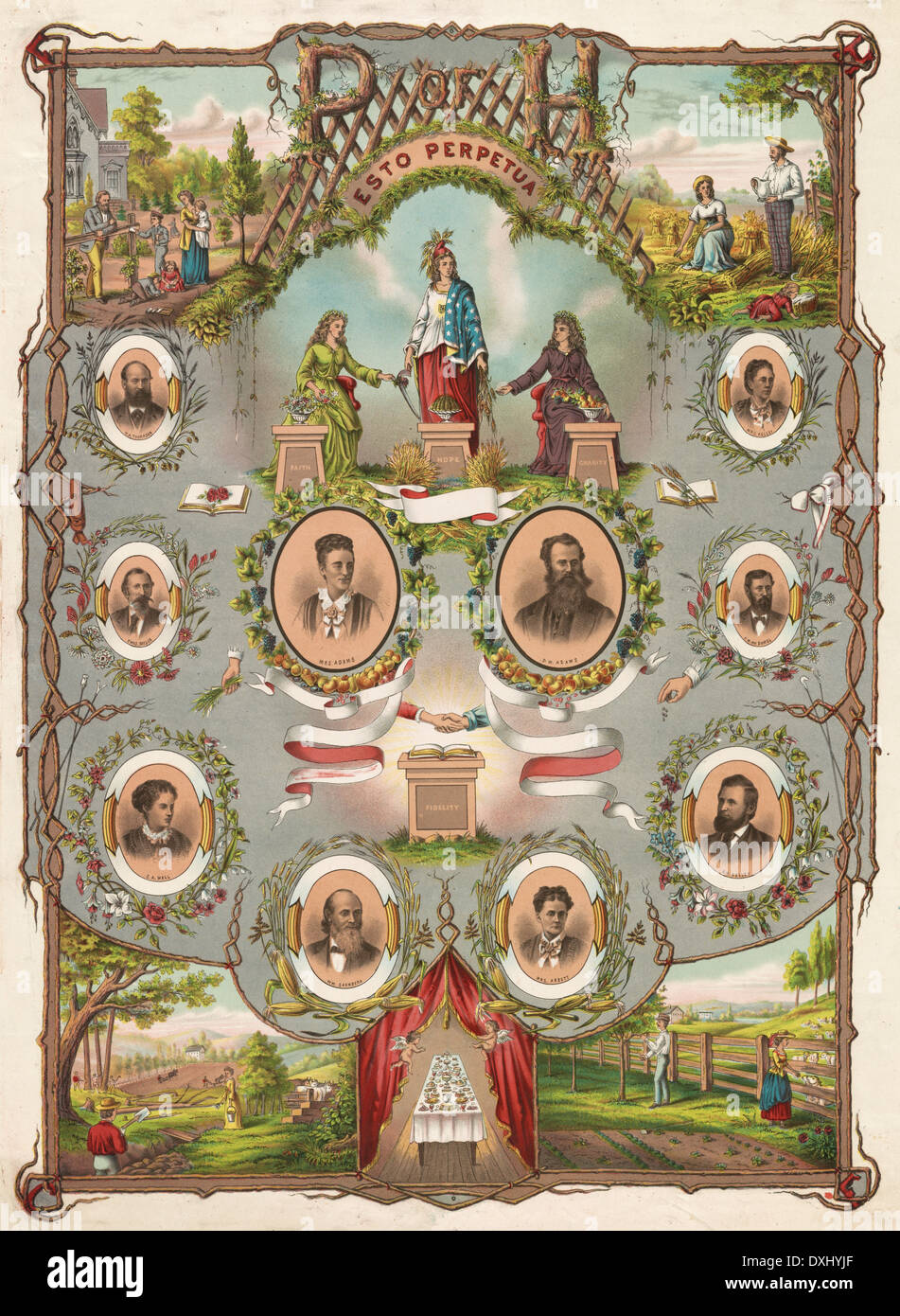 Patrons of Husbandry (P of H) - Esto Perpetua - poster, circa 1875 Stock Photo