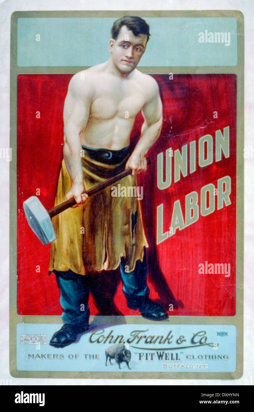 Union labor. Cohn, Frank & Co. makers of the 'Fit Well' clothing, Buffalo, N.Y., advertisement circa 1905 Stock Photo