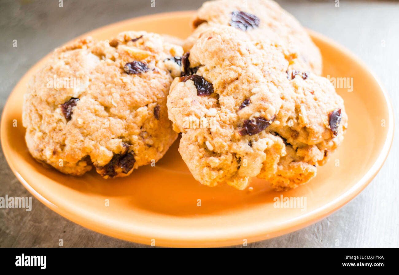 Cereal crunch cookies on the plate , stock photo Stock Photo