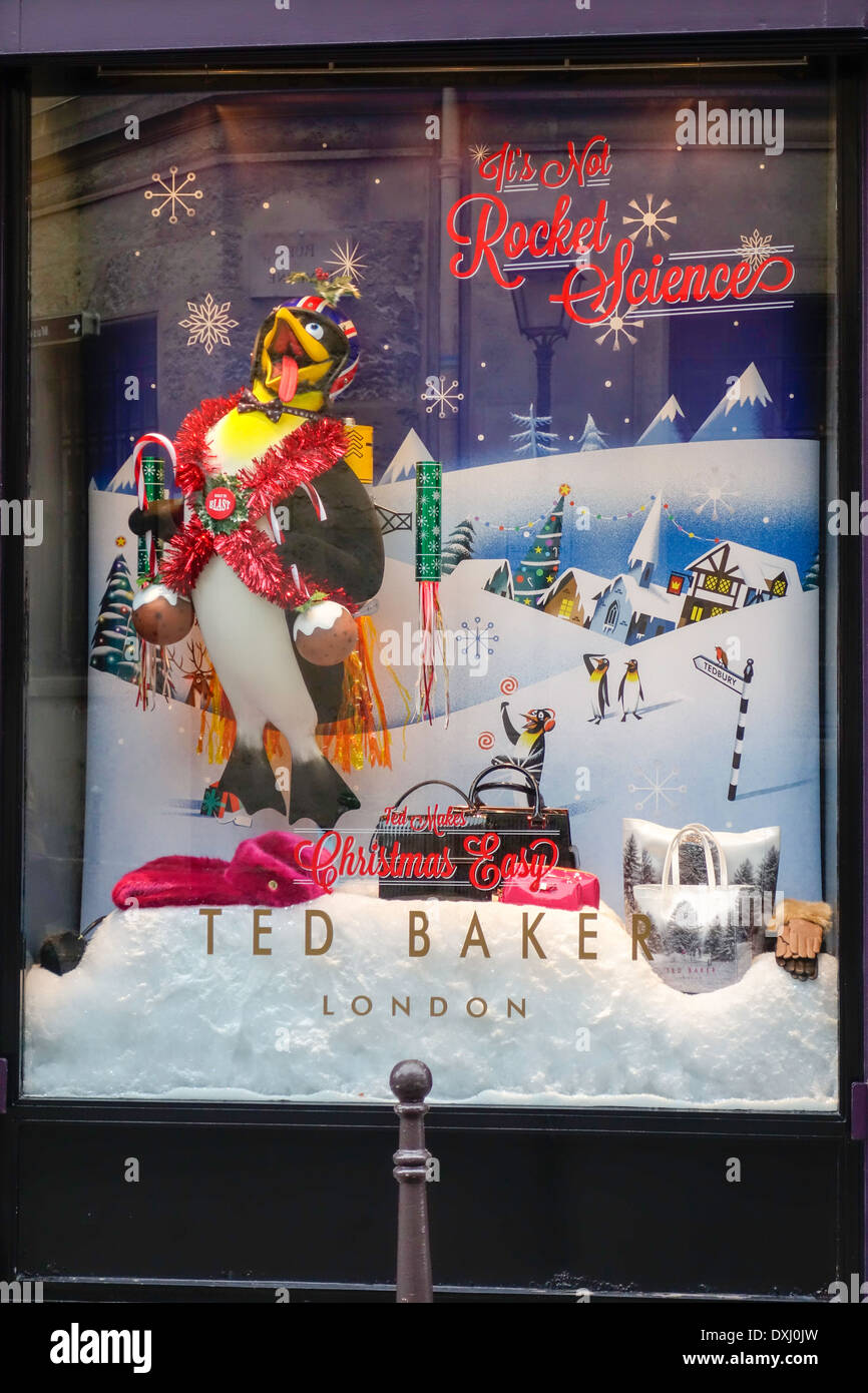 Christmas decorations in the window of Ted Baker's Marais store, Paris,  France Stock Photo - Alamy