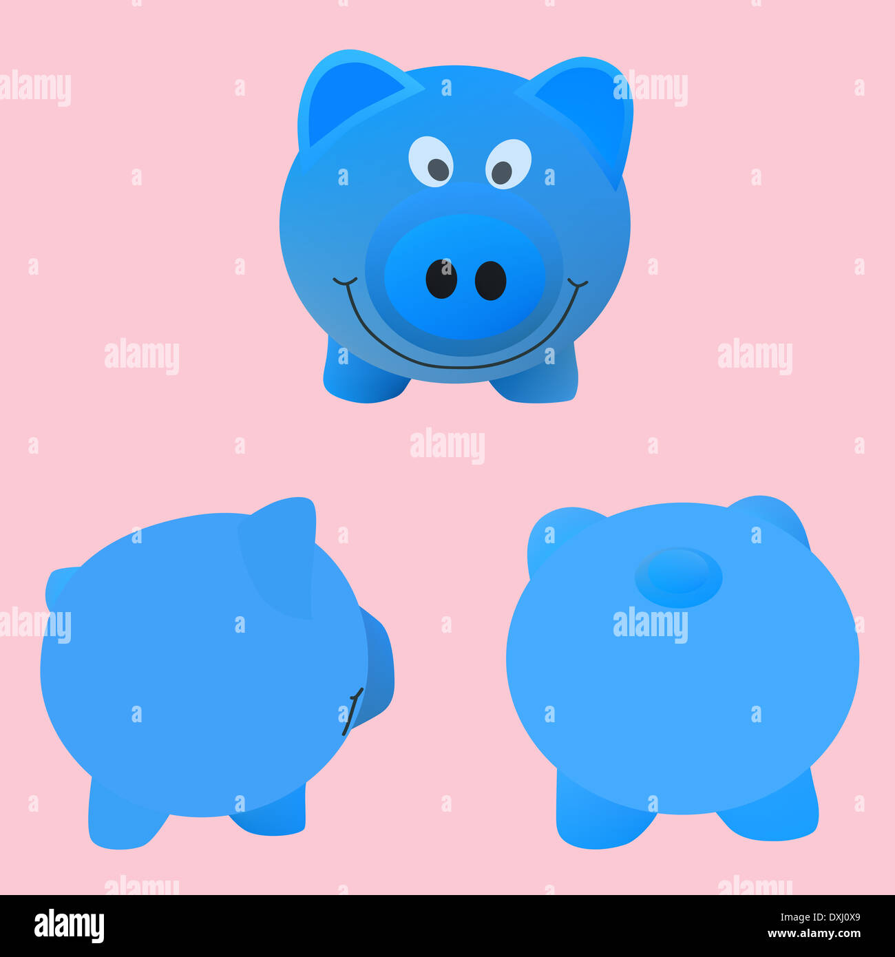 Illustration of cute cartoon blue pigs Stock Photo