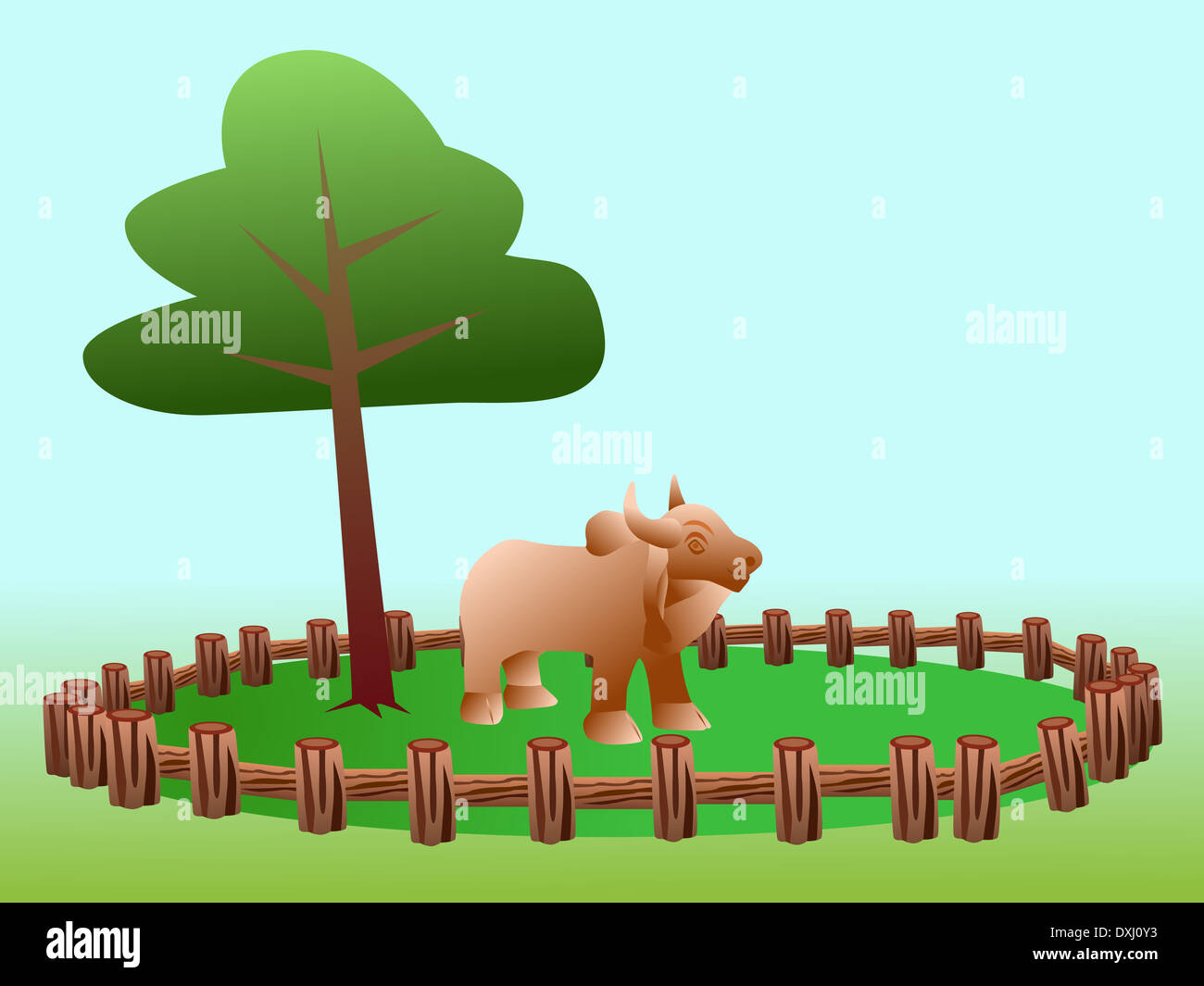 Illustration of cattle in farm Stock Photo - Alamy