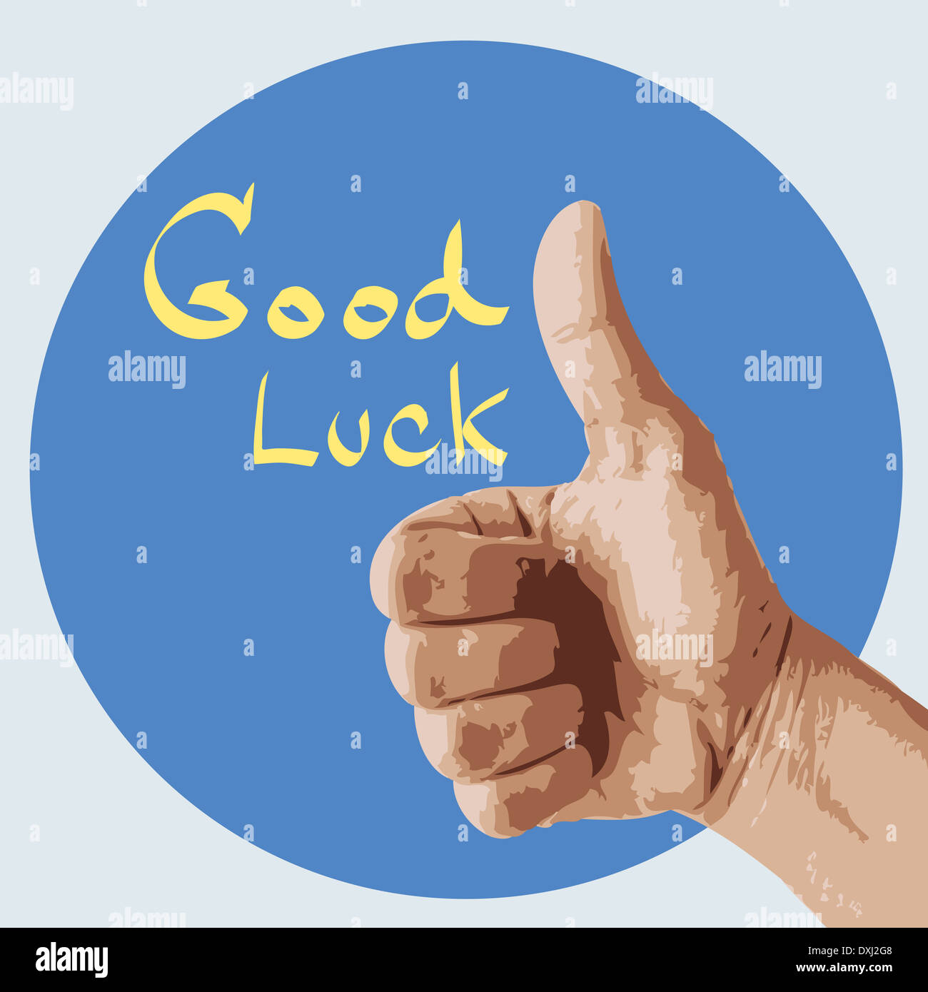 Illustration good luck message with hand thumb up Stock Photo - Alamy