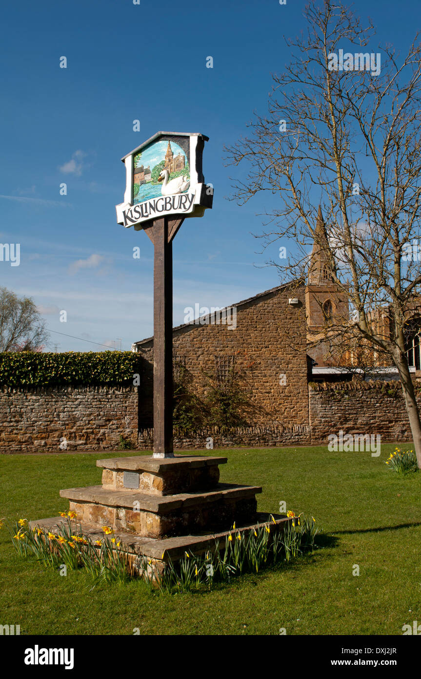Kislingbury village sign, Northamptonshire, England, UK Stock Photo Alamy