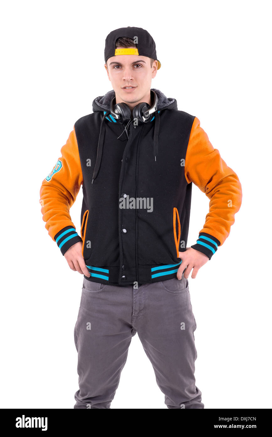 Casual young man posing isolated in white Stock Photo - Alamy
