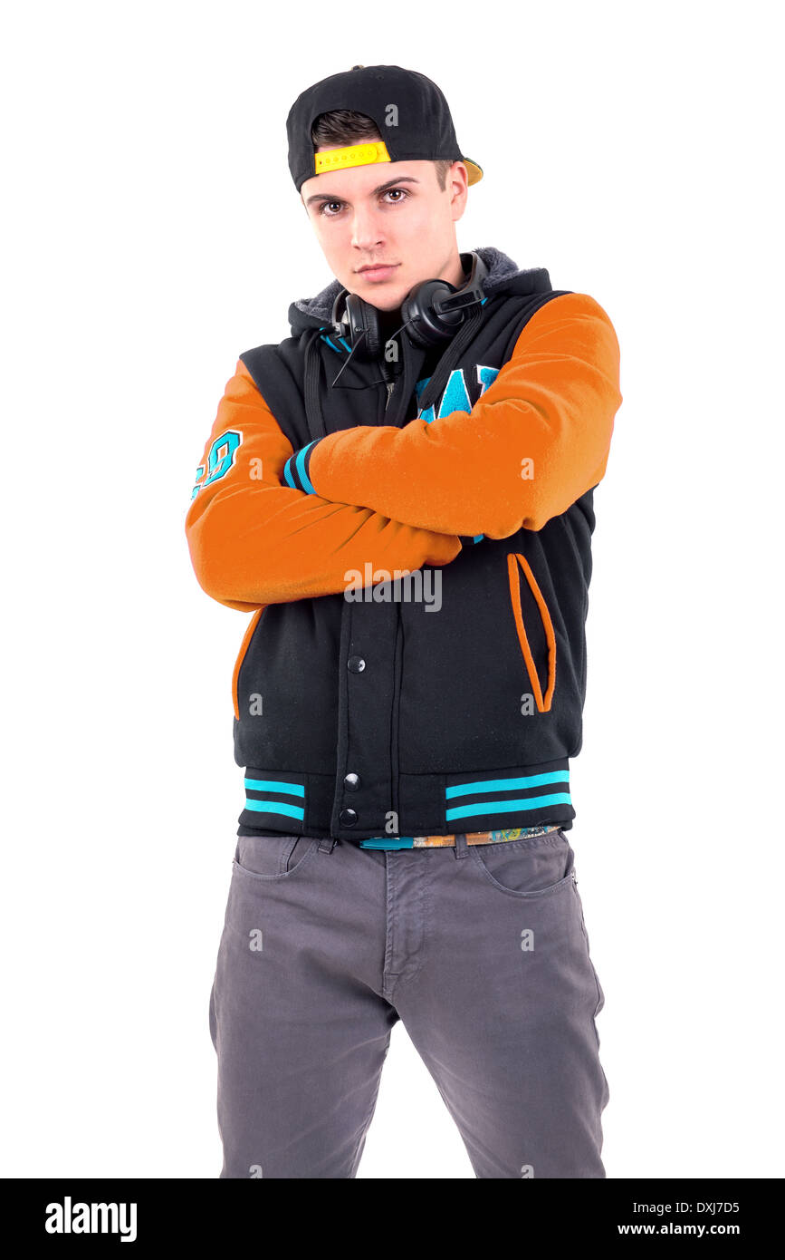 Casual young man posing isolated in white Stock Photo - Alamy