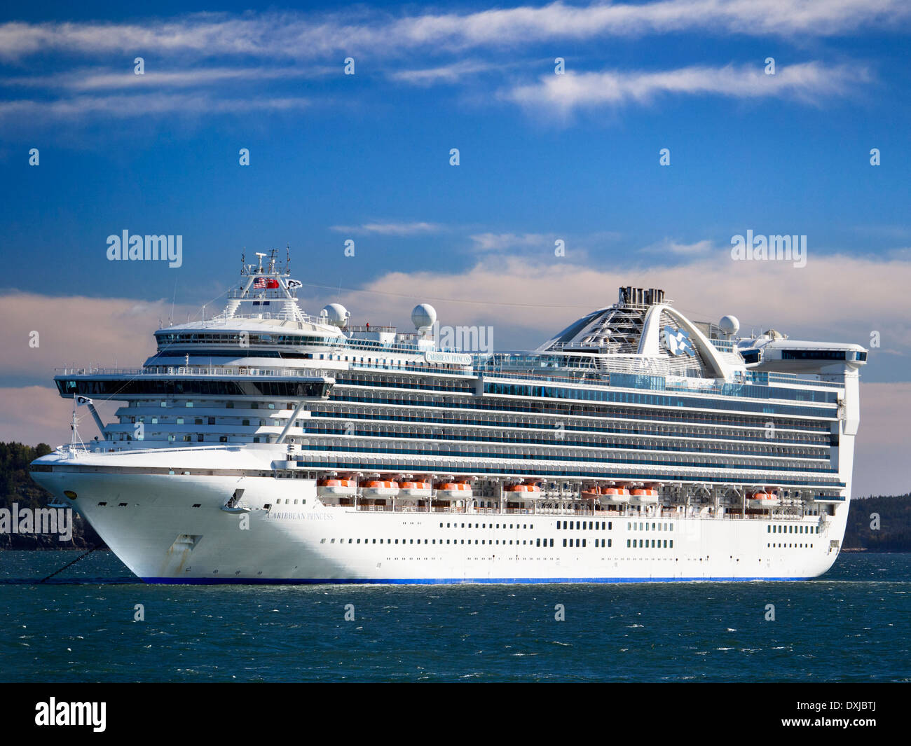 Cruise Liner Caribbean Princess moored off Bar Harbour Maine USA 7 Stock Photo