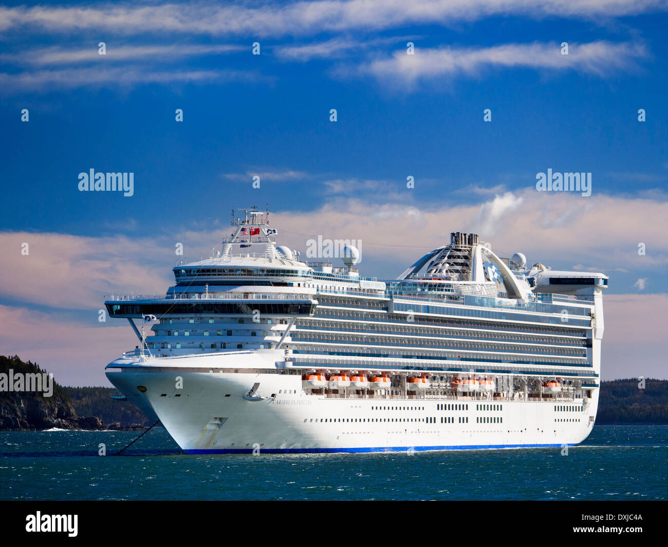 Cruise Liner Caribbean Princess moored off Bar Harbour Maine USA 6 Stock Photo