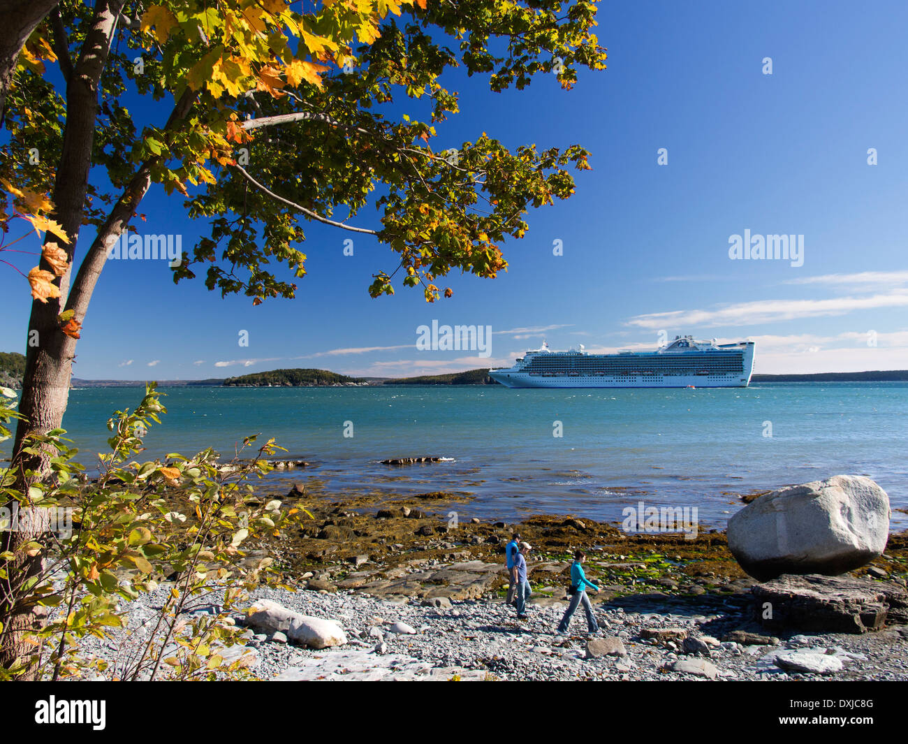 Cruise Liner Caribbean Princess moored off Bar Harbour Maine USA 5 Stock Photo
