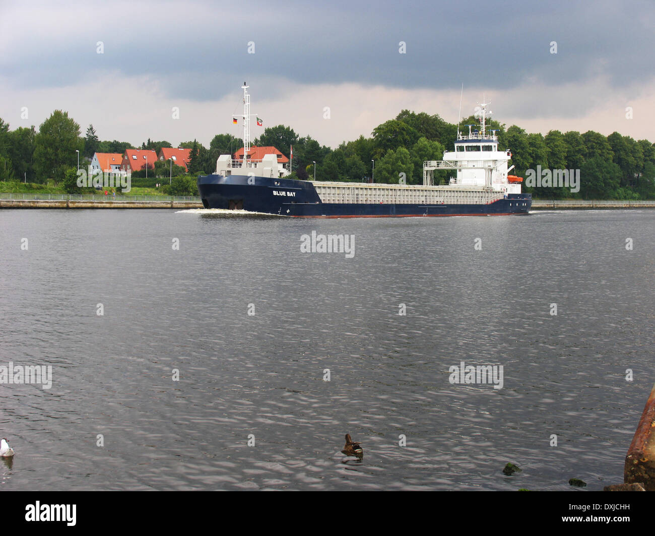 The Kiel Canal. The Kiel Canal connects the North Sea with the Baltic Sea (Kiel Fjord). This waterway is the most frequented artificial waterway in the world based on the number of ships. Photo: Klaus Nowottnick Date: July 22, 2007 Stock Photo