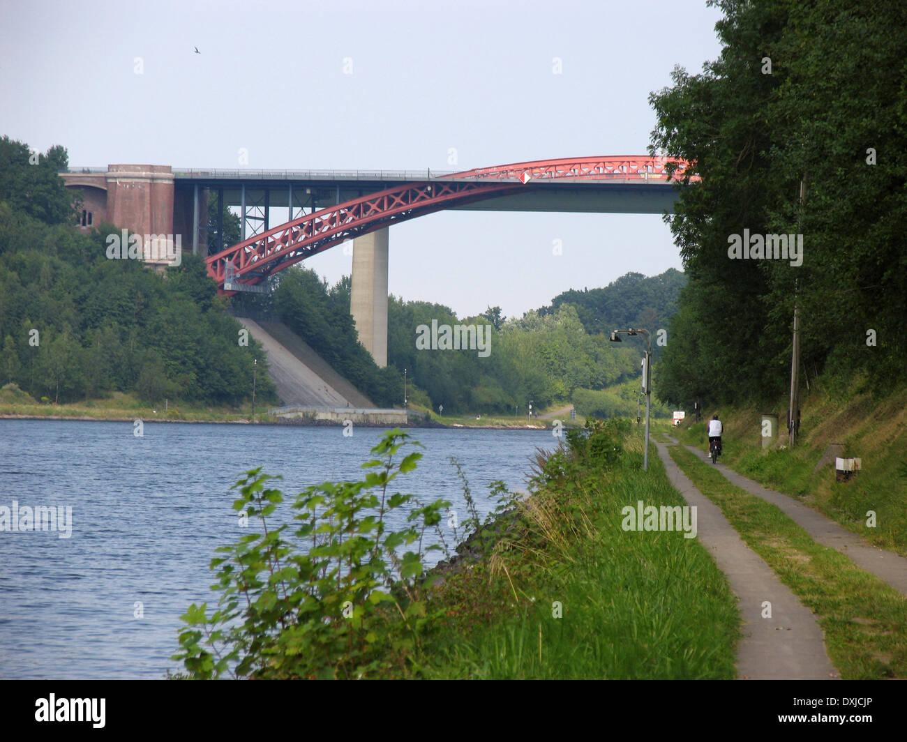 The Kiel Canal. The Kiel Canal connects the North Sea with the Baltic Sea (Kiel Fjord). This waterway is the most frequented artificial waterway in the world based on the number of ships. Photo: Klaus Nowottnick Date: August 07, 2007 Stock Photo