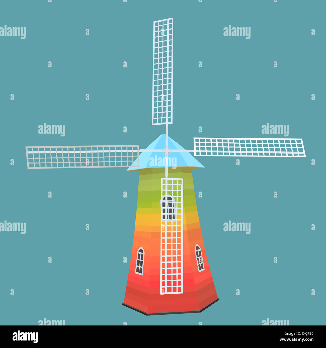 Illustration of a windmill Stock Photo - Alamy