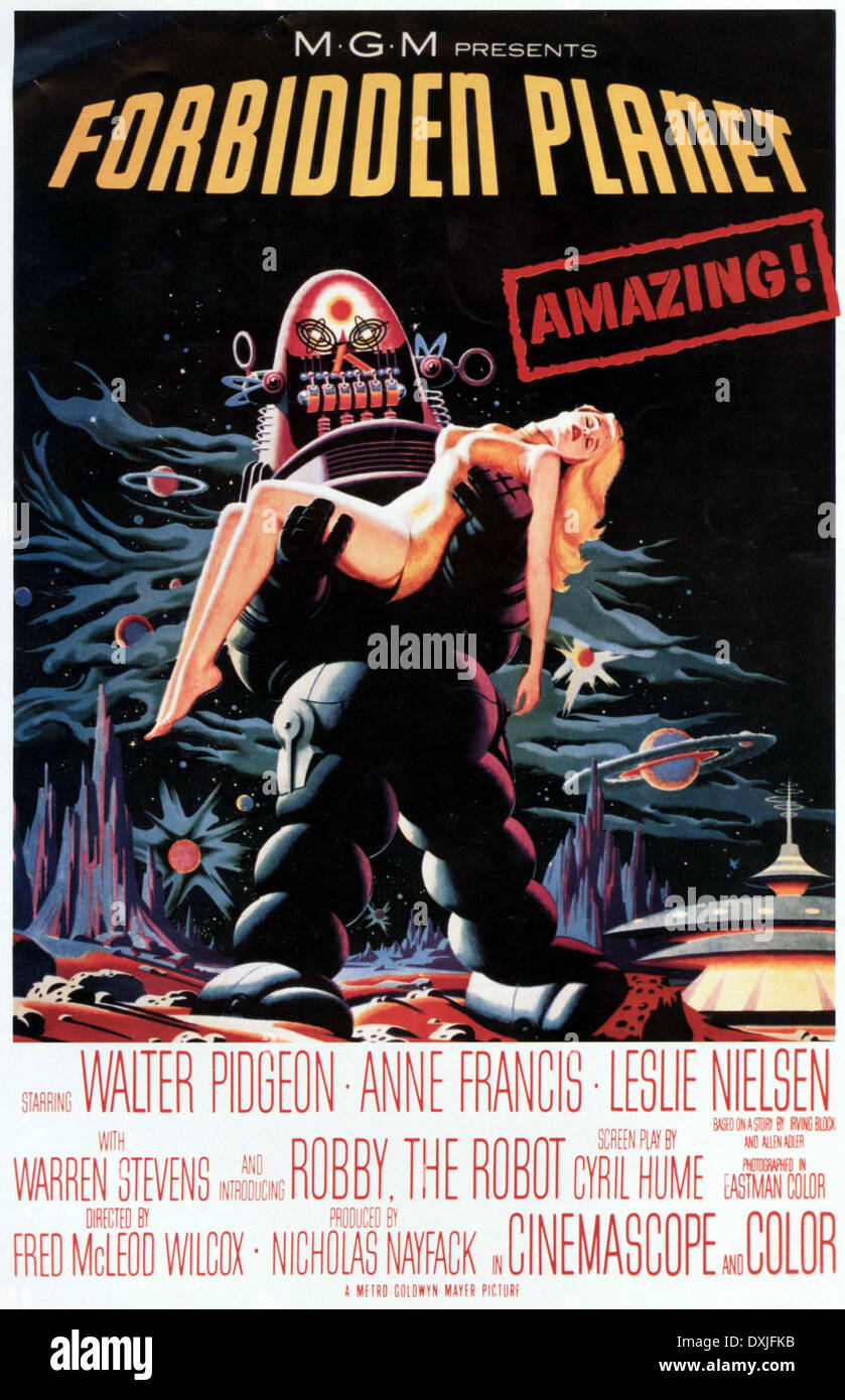 Original Film Title: FORBIDDEN PLANET. English Title: FORBIDDEN PLANET.  Film Director: FRED M. WILCOX. Year: 1956. Stars: LESLIE NIELSEN; ANNE  FRANCIS. Credit: M.G.M. / Album Stock Photo - Alamy