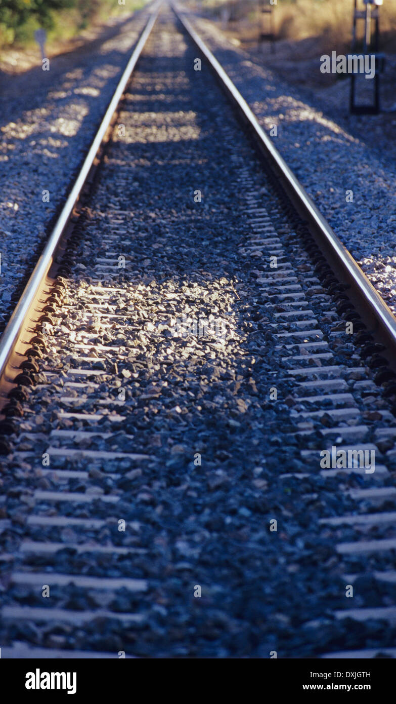 Railroad Tracks Leading to a Vanishing Point Stock Photo Alamy