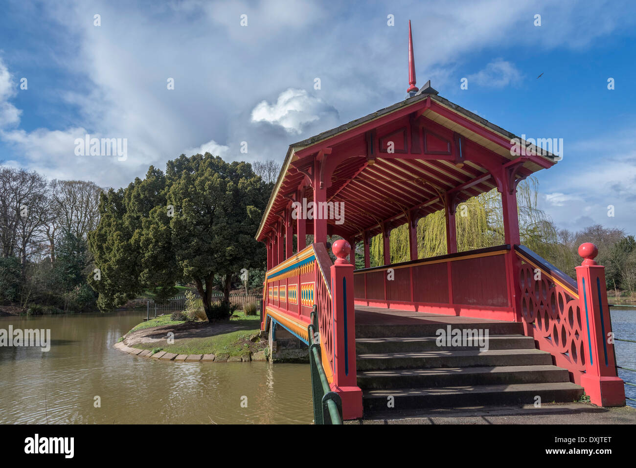 Birkenhead Central park , the model for Central Park in New York, USA. The covered bridge over