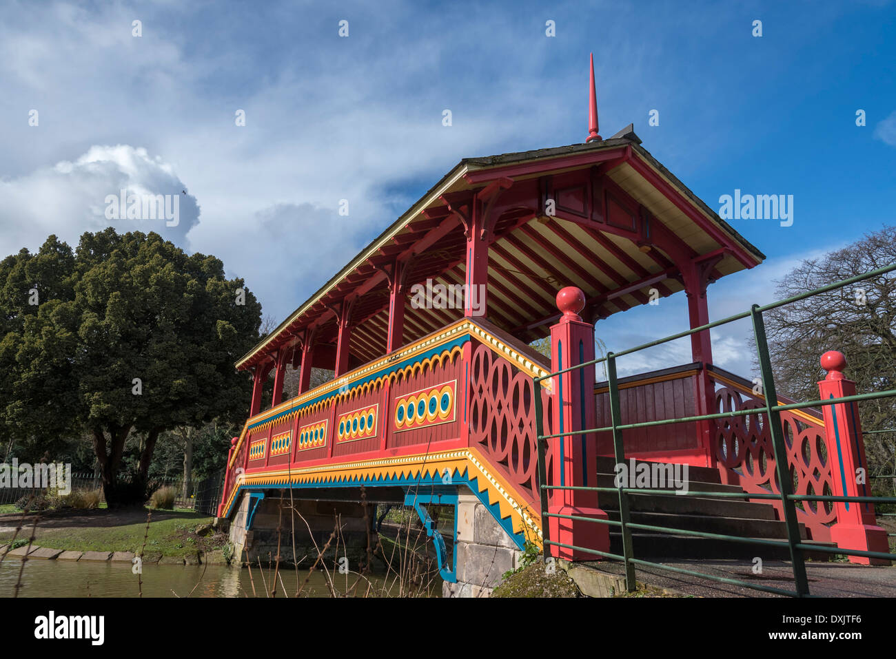 Birkenhead Central park , the model for Central Park in New York, USA. The covered bridge over