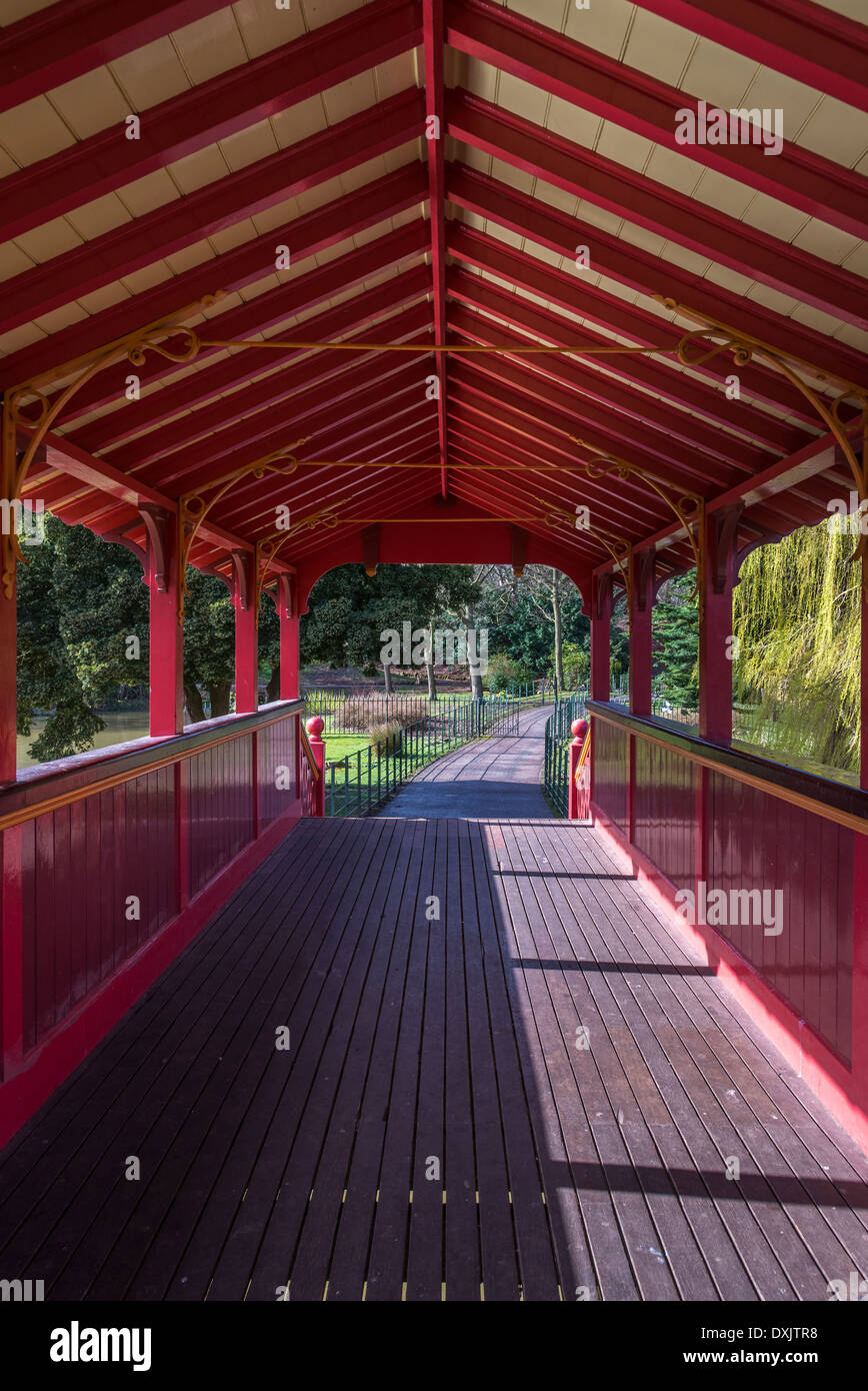 Birkenhead Central park , the model for Central Park in New York, USA. The covered bridge over