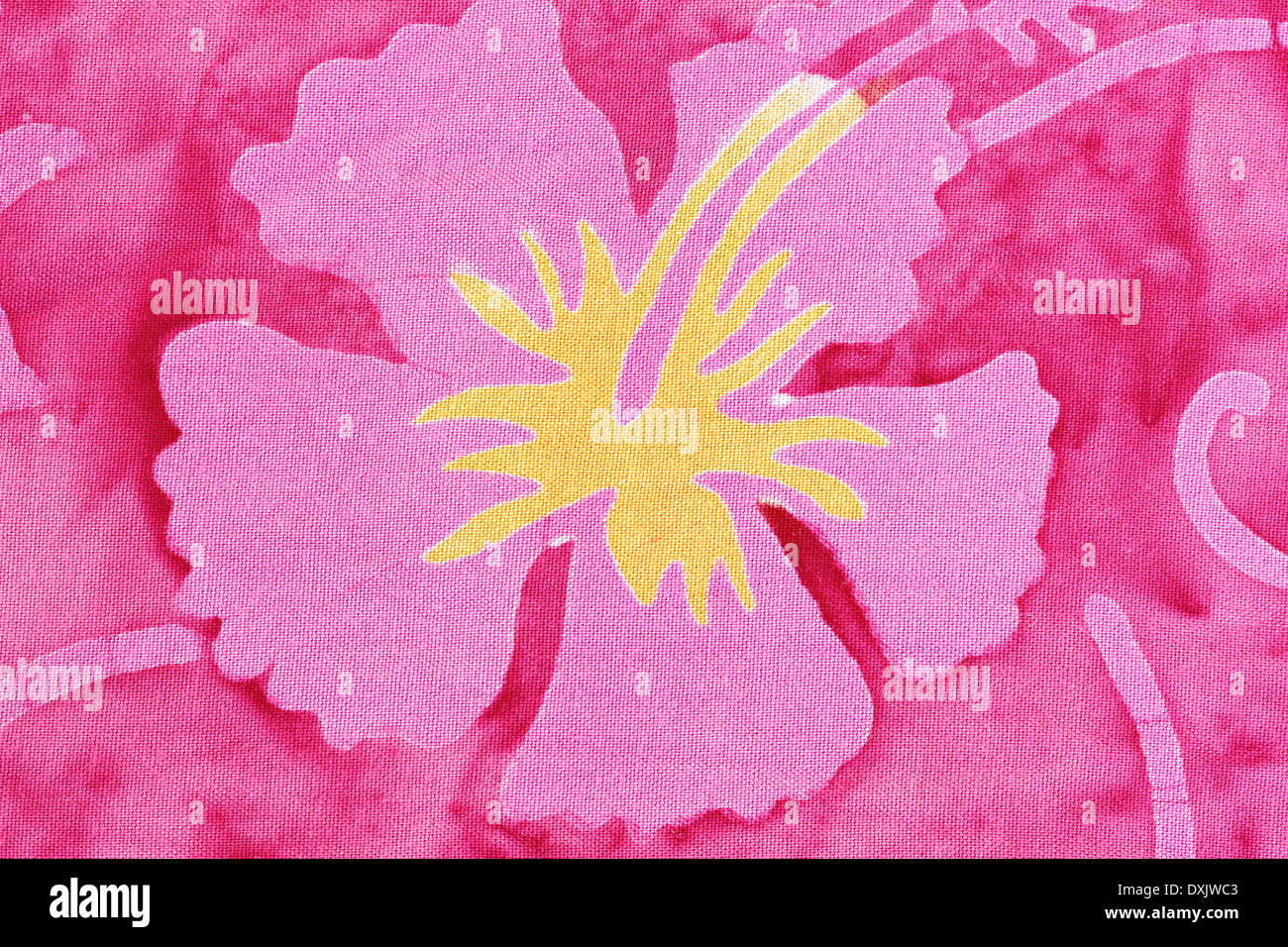 Pink flower pattern on the fabric for the background. Stock Photo
