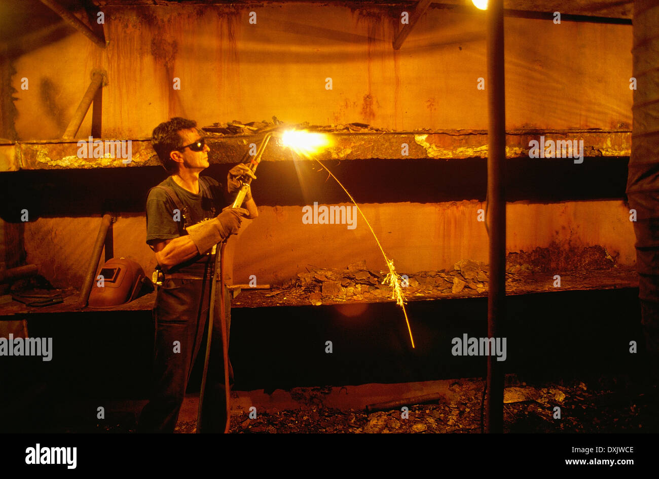 Man welding in workshop Stock Photo