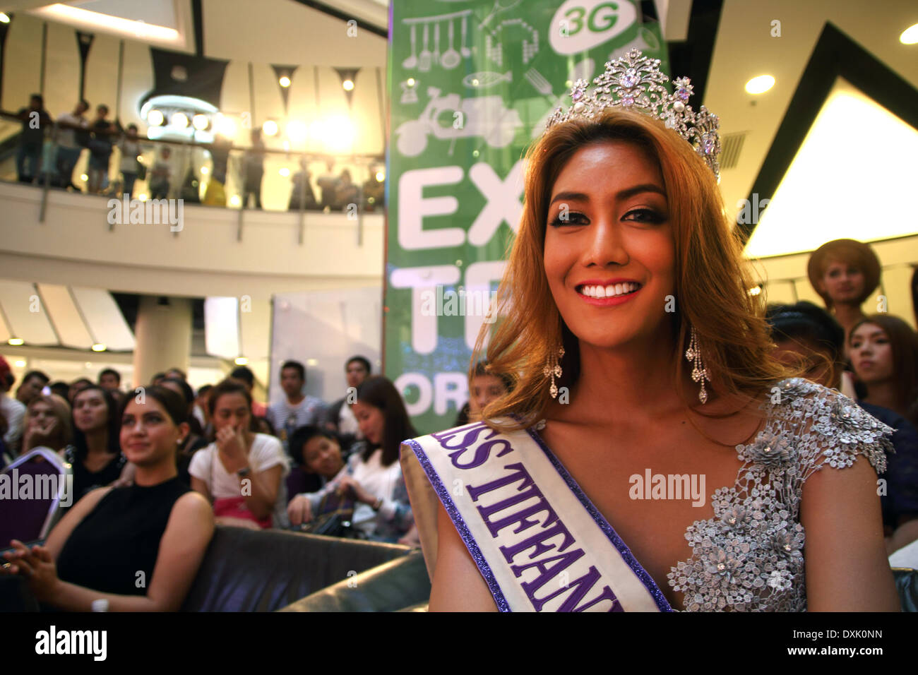 Bangkok, Thailand. 26th Mar, 2014.  Winner of the Miss Tiffany Universe contest in 2013, Nethnapada Kanrayanon during qualification for the transvestite and transgender beauty pageant Miss Tiffany Universe 2014. About 70 candidates registered for the contest. The Miss Tiffany Universe contest has been running for 16 years, with all of the transsexual or transvestite contestants aiming to promote human rights for the transgender population in Thailand. Credit:  Sanji Dee/Alamy Live News Stock Photo
