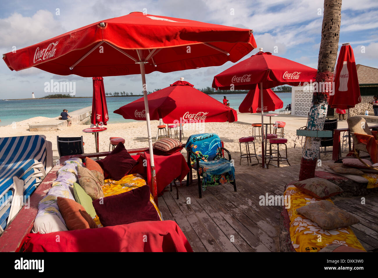 Beach bar along Junkanoo beach Nassau, Bahamas, Caribbean Stock Photo