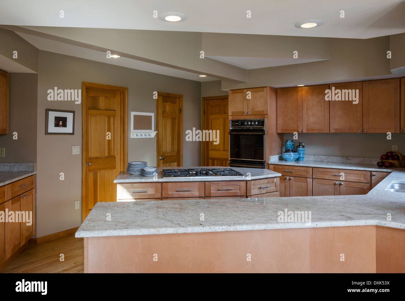 Kitchen with island Stock Photo - Alamy