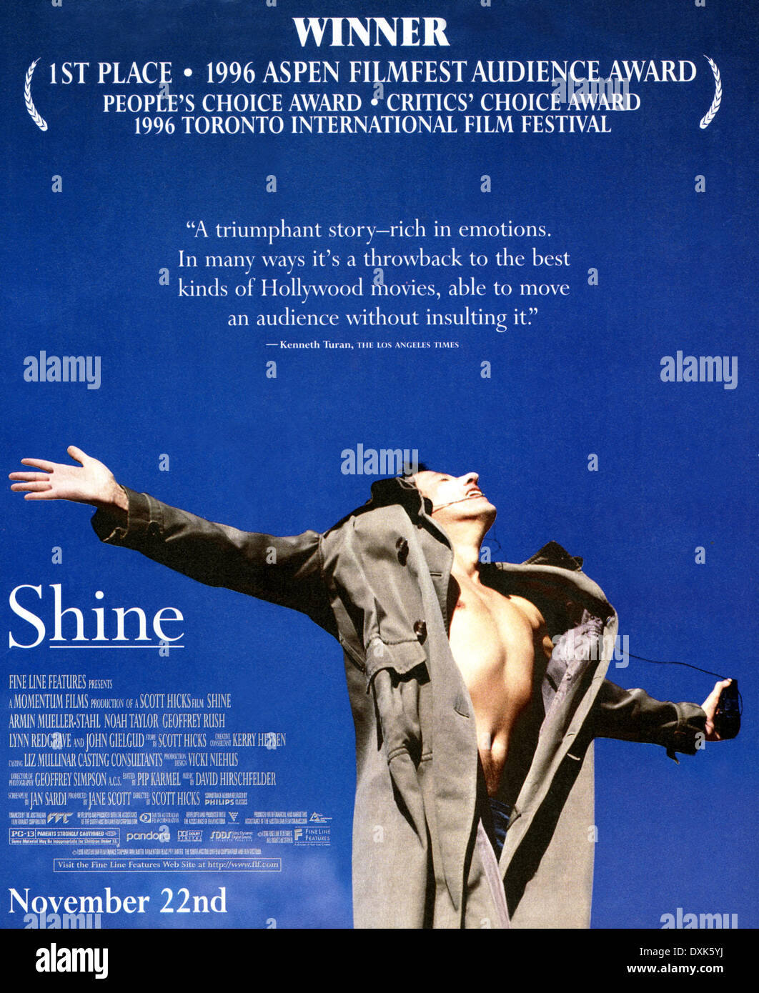SHINE (AUS 1996) MOMENTUM FILMS GEOFFREY RUSH Stock Photo