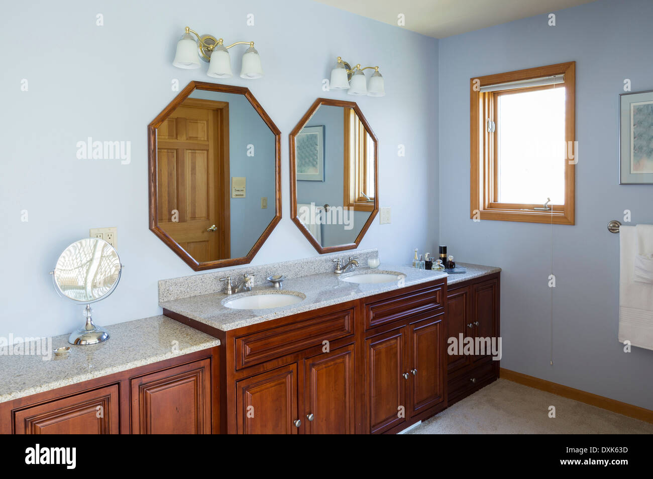 Sinks and mirrors in master bathroom Stock Photo