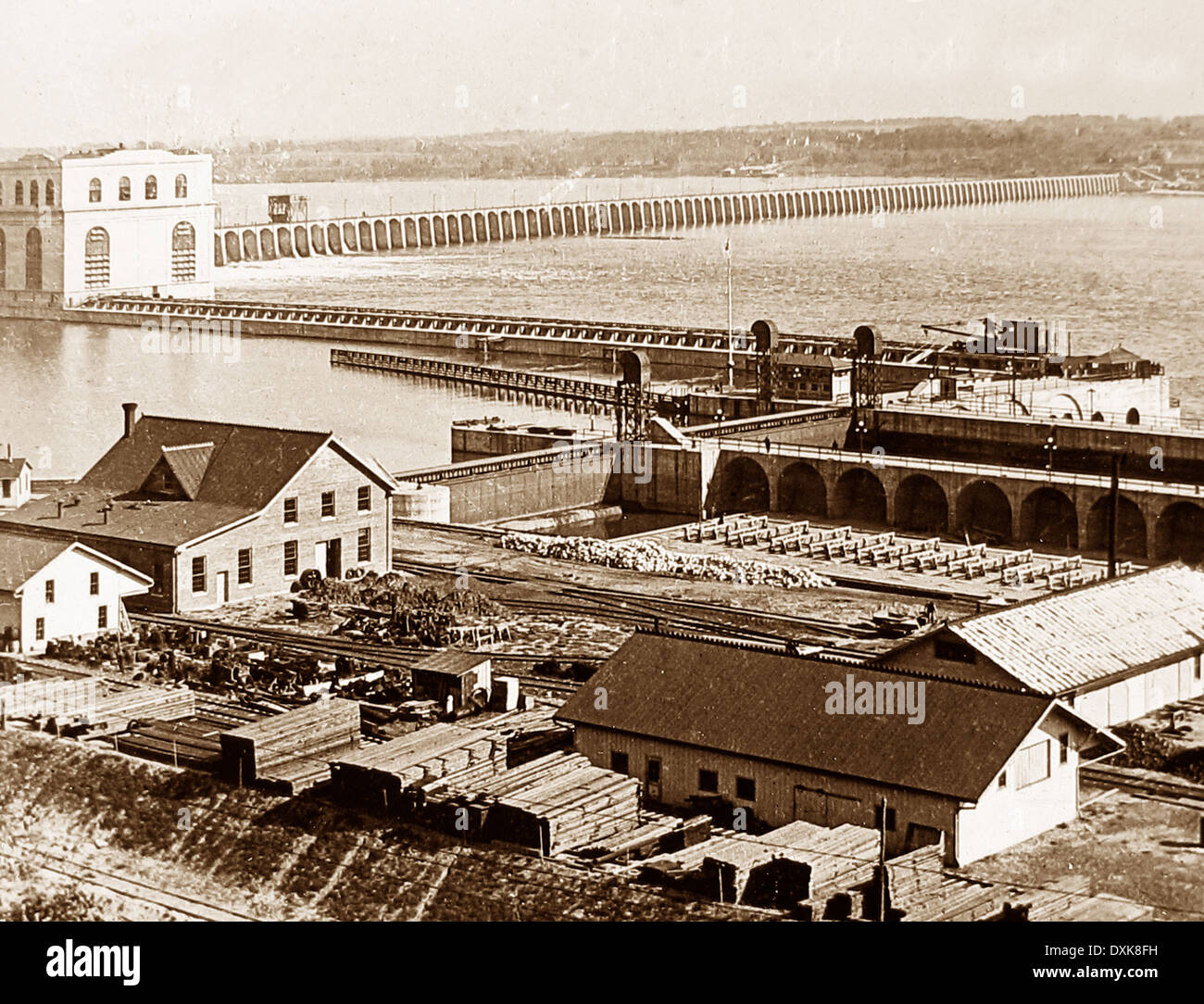 Keokuk Dam Iowa USA early 1900s Stock Photo Alamy