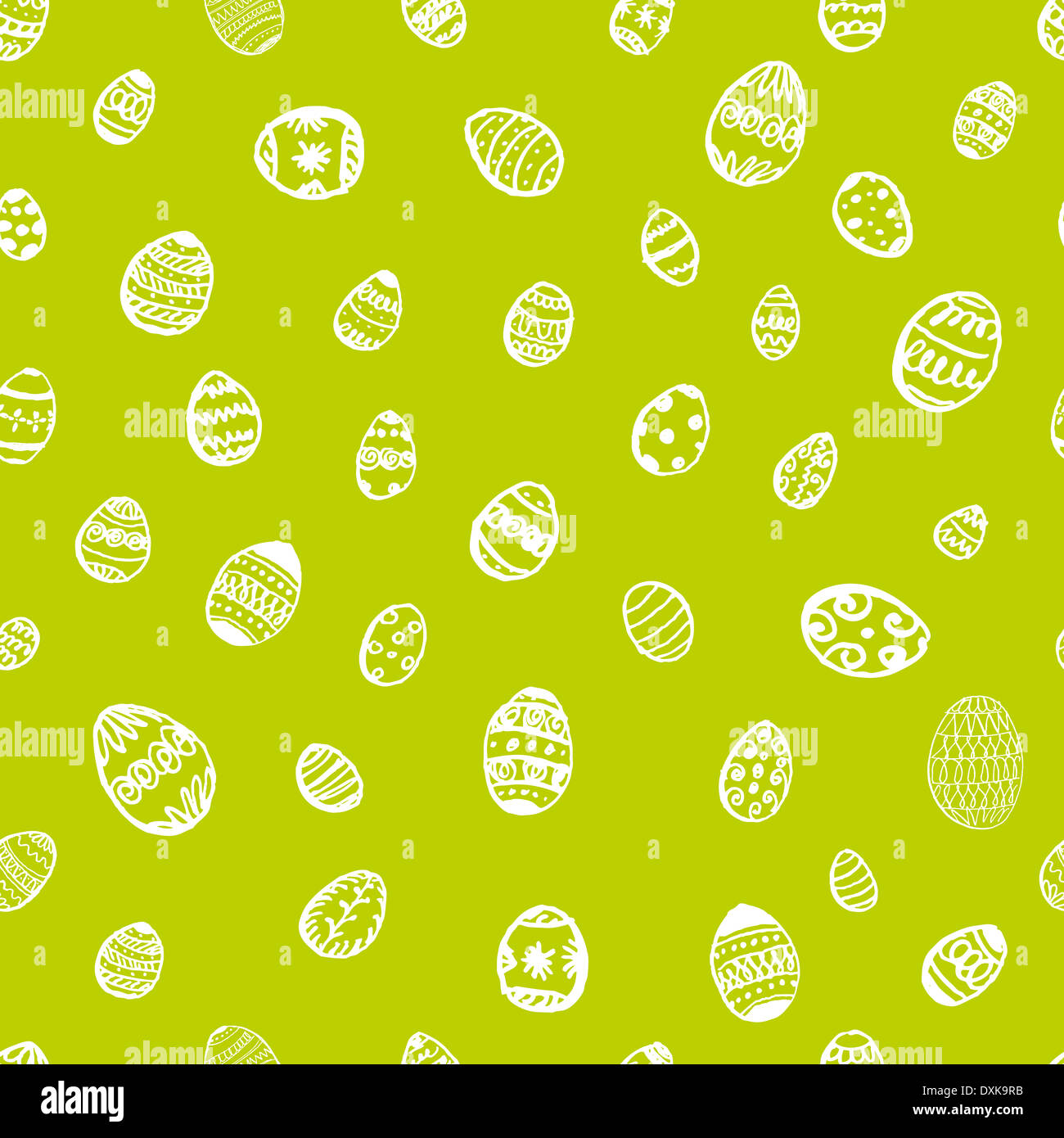 Ink hand-drawn doodle Easter Egg seamless pattern. Easter background. Stock Photo