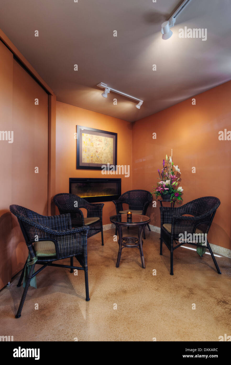 Waiting area in beauty salon Stock Photo - Alamy