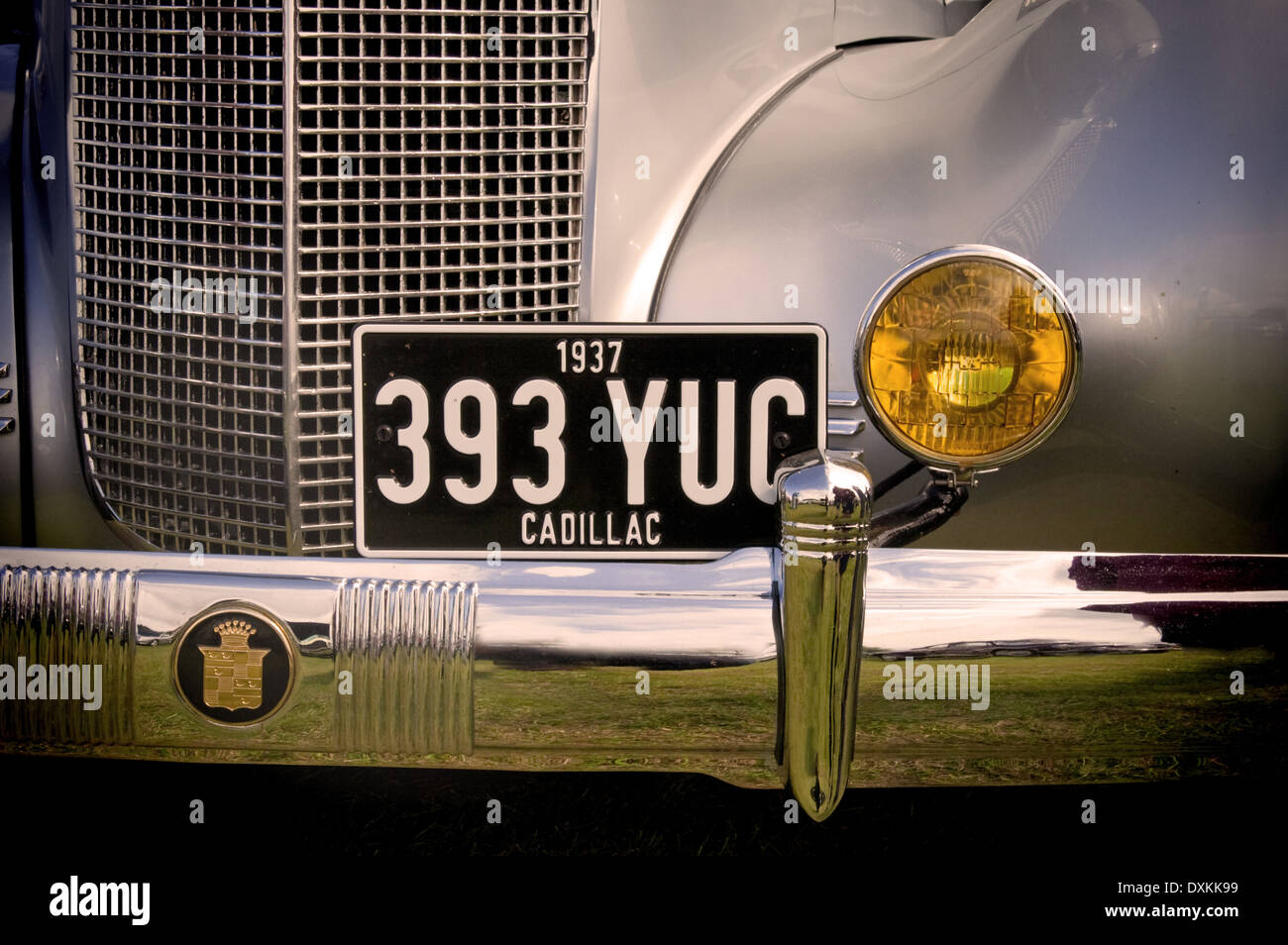 Close-up of the front of a classic1937 Cadillac Stock Photo