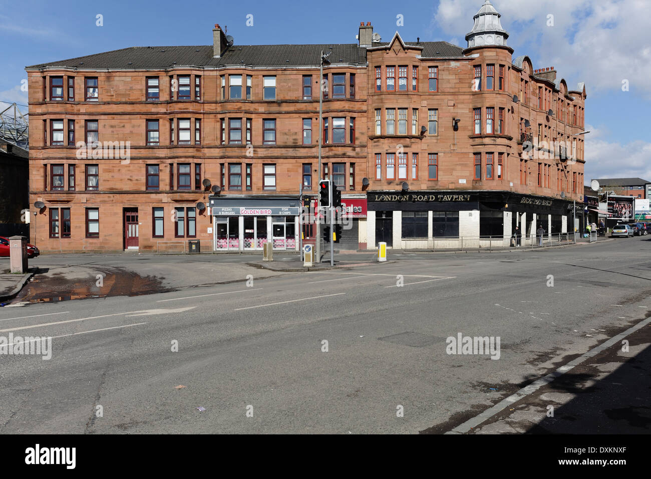 Tenements houses at Springfield Cross in Glasgow, Scotland, UK Stock Photo